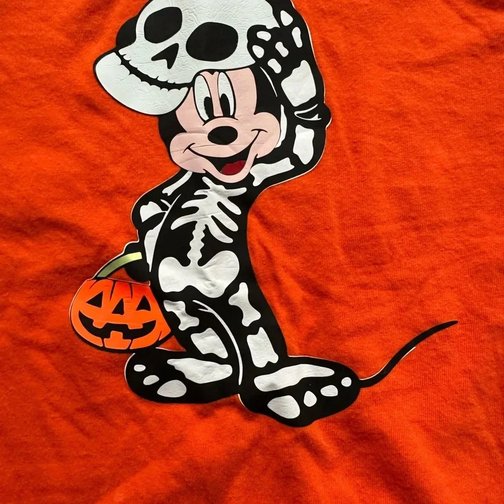 Boys Xs Mickey Mouse Halloween Tee Shirt Orange Skelton Wondernation 4/5‎